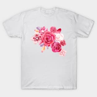 Still Life: Pink Roses Flower Creative Watercolor Drawing ps materialRed flowers petaled T-Shirt